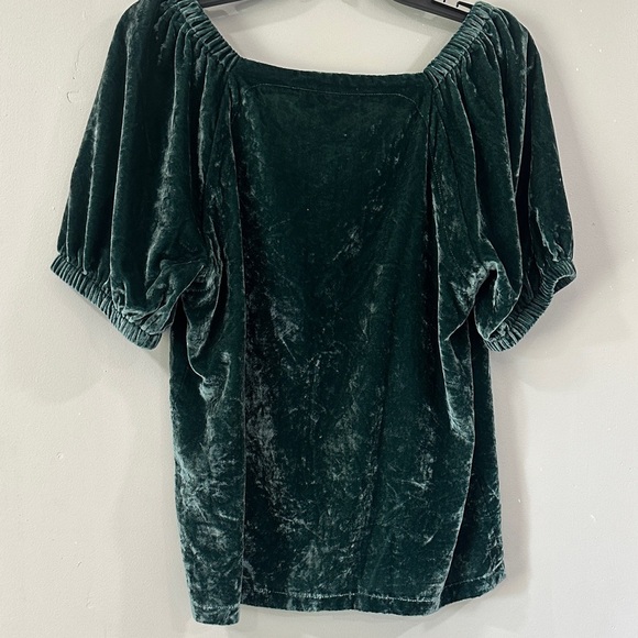 LOFT Emerald Velvet green Blouse size M puff sleeve fairy - Picture 6 of 11
